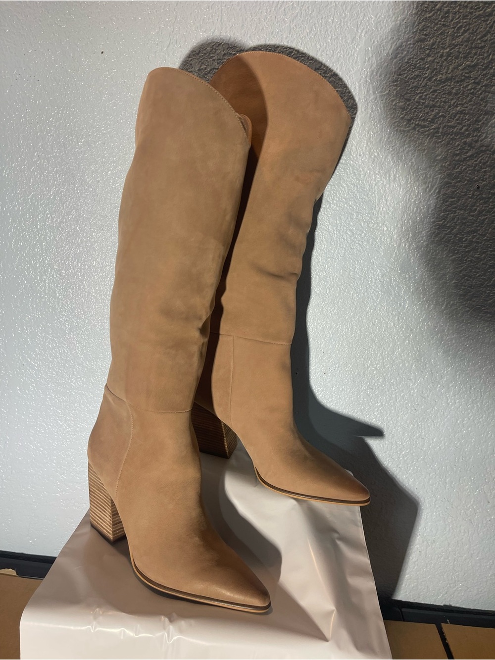 Suede Boots in Tan Knee High